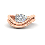 Load image into Gallery viewer, Pear Shaped Wave Solitaire Wedding Band Set