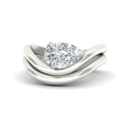 Load image into Gallery viewer, Pear Shaped Wave Solitaire Wedding Band Set