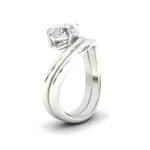 Load image into Gallery viewer, Pear Shaped Wave Solitaire Wedding Band Set