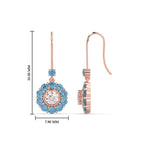 Load image into Gallery viewer, pendulum-diamond-drop-earring-with-ice-blue-topaz-in-rose-gold-fdear1128gicbltoangle3-nl-rg-hw