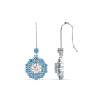 Load image into Gallery viewer, pendulum-diamond-drop-earring-with-ice-blue-topaz-in-white-gold-fdear1128gicbltoangle3-nl-wg