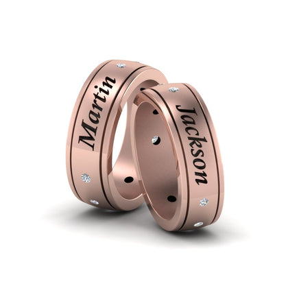 Personalized Gay Wedding Band With Diamonds