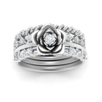Load image into Gallery viewer, petal-solitaire-ring-with-stacked-band-in-FD10161-NL-WG