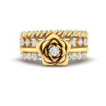 Load image into Gallery viewer, petal-solitaire-ring-with-stacked-band-in-FD10161-NL-YG