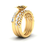Load image into Gallery viewer, petal-solitaire-ring-with-stacked-band-in-FD10161-NL-YG