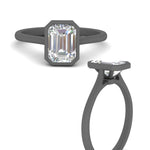 Load image into Gallery viewer, Emerald Cut Petite Bezel Solitaire Engagement Ring