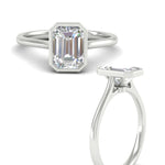 Load image into Gallery viewer, Emerald Cut Petite Bezel Solitaire Engagement Ring