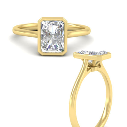 Radiant Cut Petite Bezel Solitaire Engagement Ring