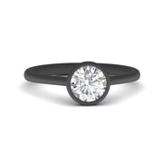 Round Cut Petite Bezel Solitaire Engagement Ring