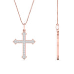 Load image into Gallery viewer, petite-diamond-cross-pendant-in-rose-gold-FDPD10868ANGLE2-NL-RG