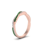 Load image into Gallery viewer, petite-twisted-vine-stacking-diamond-ring-with-emerald-in-rose-gold-FD8233BGEMGR-NL-RG
