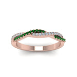 Load image into Gallery viewer, petite-twisted-vine-stacking-diamond-ring-with-emerald-in-rose-gold-FD8233BGEMGR-NL-RG