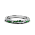 Load image into Gallery viewer, petite-twisted-vine-stacking-diamond-ring-with-emerald-in-white-gold-FD8233BGEMGR-NL-WG