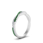 Load image into Gallery viewer, petite-twisted-vine-stacking-diamond-ring-with-emerald-in-white-gold-FD8233BGEMGR-NL-WG
