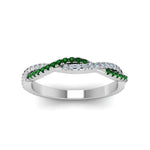 Load image into Gallery viewer, petite-twisted-vine-stacking-diamond-ring-with-emerald-in-white-gold-FD8233BGEMGR-NL-WG