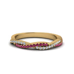 Load image into Gallery viewer, petite-twisted-vine-stacking-diamond-ring-with-pink-sapphire-in-yellow-gold-FD8233BGSADRPI-NL-YG