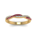 Load image into Gallery viewer, petite-twisted-vine-stacking-diamond-ring-with-pink-sapphire-in-yellow-gold-FD8233BGSADRPI-NL-YG