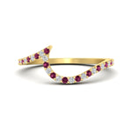 Load image into Gallery viewer, pink-sapphire-curved-swirl-wedding-band-in-yellow-gold-fdens7806robgsadrpi-nl-yg.jpg?v=1759992439