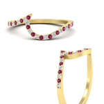Load image into Gallery viewer, pink-sapphire-curved-swirl-wedding-band-in-yellow-gold-fdens7806robgsadrpiangle3-nl-yg.jpg?v=1759992439