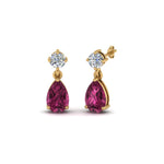 Load image into Gallery viewer, pink-sapphire-pear-drop-stud-diamond-earring-in-yellow-gold-FDEAR8386GSADRPI-NL-YG-GS