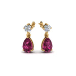 Load image into Gallery viewer, pink-sapphire-pear-drop-stud-diamond-earring-in-yellow-gold-FDEAR8386GSADRPI-NL-YG-GS