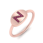 Load image into Gallery viewer, Pinky Initial Diamond Signet Ring