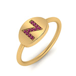 Load image into Gallery viewer, Pinky Initial Diamond Signet Ring