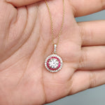Load and play video in Gallery viewer, 1-carat-double-halo-ruby-round-pendant-necklace-in-14k-yellow-gold-fdpd1190ro720x720-FDPD1190-RUBYPENDANT