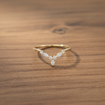 Load and play video in Gallery viewer, crown-marquise-and-round-diamond-wedding-band-in-14k-yellow-gold-fd9612b