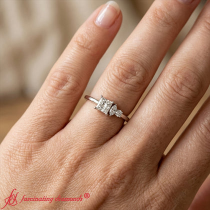 Princess Cut Cluster Trio Stack Ring