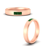 Load image into Gallery viewer, princess-cut-3-stone-emerald-mens-wedding-ring-in-rose-gold-fdm10340prgemgrangle3-nl-rg