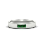 Load image into Gallery viewer, princess-cut-3-stone-emerald-mens-wedding-ring-in-white-gold-fdm10340prgemgr-nl-wg