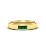 Load image into Gallery viewer, princess-cut-3-stone-emerald-mens-wedding-ring-in-yellow-gold-fdm10340prgemgr-nl-yg