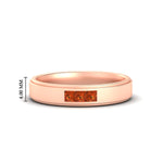 Load image into Gallery viewer, princess-cut-3-stone-orange-sapphire-mens-wedding-ring-in-rose-gold-fdm10340prgsaor-nl-rg-hw