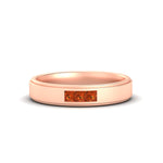 Load image into Gallery viewer, princess-cut-3-stone-orange-sapphire-mens-wedding-ring-in-rose-gold-fdm10340prgsaor-nl-rg