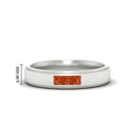 Load image into Gallery viewer, princess-cut-3-stone-orange-sapphire-mens-wedding-ring-in-white-gold-fdm10340prgsaor-nl-wg-hw