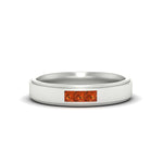 Load image into Gallery viewer, princess-cut-3-stone-orange-sapphire-mens-wedding-ring-in-white-gold-fdm10340prgsaor-nl-wg