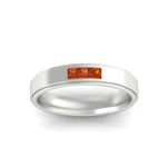 Load image into Gallery viewer, princess-cut-3-stone-orange-sapphire-mens-wedding-ring-in-white-gold-fdm10340prgsaorangle5-nl-wg