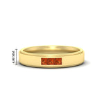 Load image into Gallery viewer, princess-cut-3-stone-orange-sapphire-mens-wedding-ring-in-yellow-gold-fdm10340prgsaor-nl-yg-hw