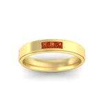 Load image into Gallery viewer, princess-cut-3-stone-orange-sapphire-mens-wedding-ring-in-yellow-gold-fdm10340prgsaorangle5-nl-yg