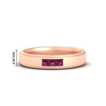 Load image into Gallery viewer, princess-cut-3-stone-pink-sapphire-mens-wedding-ring-in-rose-gold-fdm10340prgsadrpi-nl-rg-hw