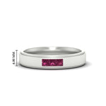 Load image into Gallery viewer, princess-cut-3-stone-pink-sapphire-mens-wedding-ring-in-white-gold-fdm10340prgsadrpi-nl-wg-hw