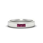 Load image into Gallery viewer, princess-cut-3-stone-pink-sapphire-mens-wedding-ring-in-white-gold-fdm10340prgsadrpi-nl-wg