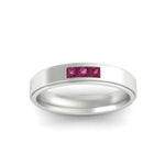 Load image into Gallery viewer, princess-cut-3-stone-pink-sapphire-mens-wedding-ring-in-white-gold-fdm10340prgsadrpiangle5-nl-wg