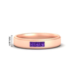 Load image into Gallery viewer, princess-cut-3-stone-purple-amethyst-mens-wedding-ring-in-rose-gold-fdm10340prgvito-nl-rg-hw