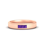 Load image into Gallery viewer, princess-cut-3-stone-purple-amethyst-mens-wedding-ring-in-rose-gold-fdm10340prgvito-nl-rg
