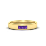 Load image into Gallery viewer, princess-cut-3-stone-purple-amethyst-mens-wedding-ring-in-yellow-gold-fdm10340prgvito-nl-yg