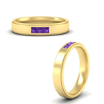 Load image into Gallery viewer, princess-cut-3-stone-purple-amethyst-mens-wedding-ring-in-yellow-gold-fdm10340prgvitoangle3-nl-yg