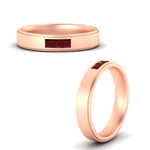 Load image into Gallery viewer, princess-cut-3-stone-ruby-mens-wedding-ring-in-rose-gold-fdm10340prgrudrangle3-nl-rg