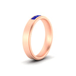 Load image into Gallery viewer, princess-cut-3-stone-sapphire-mens-wedding-ring-in-rose-gold-fdm10340prgsablangle2-nl-rg